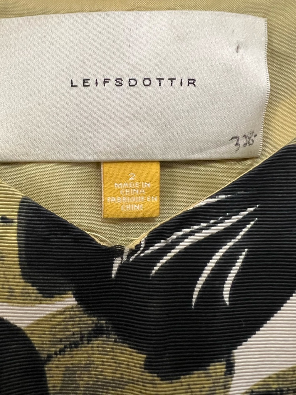 leifsdottir Anthropologie Sleeveless silk blend Mini Dress in Cream green & blac - Picture 3 of 8